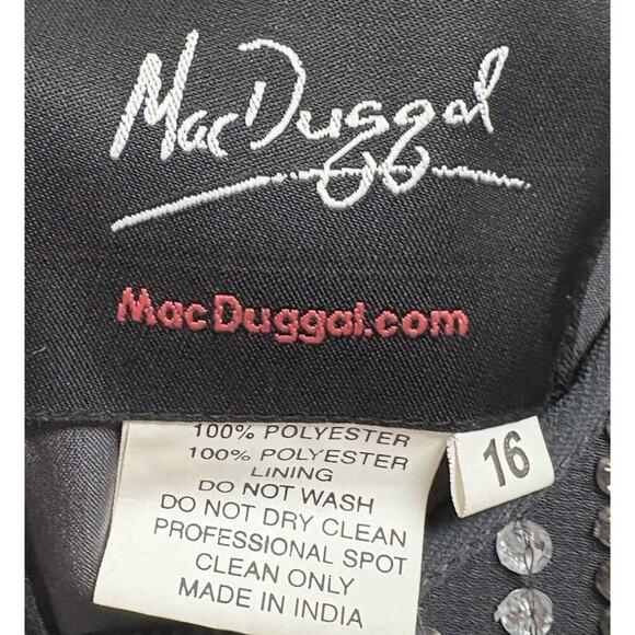 Mac Duggal 93590A Gray Sequin Beaded Long Sleeve Cocktail Dress Size 16 NWT - Picture 9 of 11